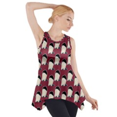 Beanie Boy Pattern Red Side Drop Tank Tunic