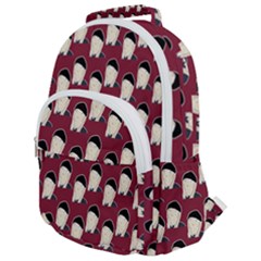 Beanie Boy Pattern Red Rounded Multi Pocket Backpack by snowwhitegirl