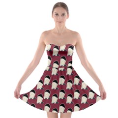 Beanie Boy Pattern Red Strapless Bra Top Dress