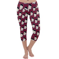 Beanie Boy Pattern Red Capri Yoga Leggings by snowwhitegirl