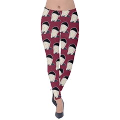 Beanie Boy Pattern Red Velvet Leggings by snowwhitegirl