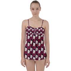 Beanie Boy Pattern Red Babydoll Tankini Set