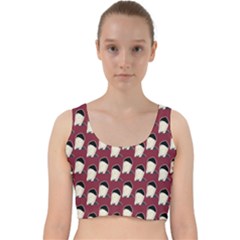 Beanie Boy Pattern Red Velvet Racer Back Crop Top