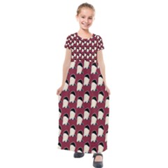 Beanie Boy Pattern Red Kids  Short Sleeve Maxi Dress