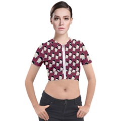 Beanie Boy Pattern Red Short Sleeve Cropped Jacket