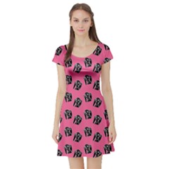 Girl Face Pink Short Sleeve Skater Dress by snowwhitegirl