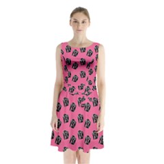 Girl Face Pink Sleeveless Waist Tie Chiffon Dress