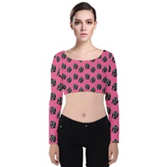 Girl Face Pink Velvet Long Sleeve Crop Top by snowwhitegirl