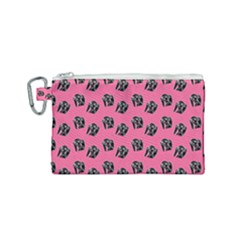 Girl Face Pink Canvas Cosmetic Bag (small)