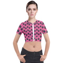 Girl Face Pink Short Sleeve Cropped Jacket