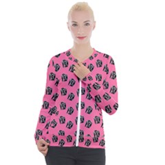 Girl Face Pink Casual Zip Up Jacket