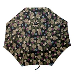 Cracked Doll Pattern Black Folding Umbrellas by snowwhitegirl