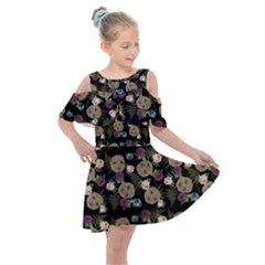 Cracked Doll Pattern Black Kids  Shoulder Cutout Chiffon Dress by snowwhitegirl