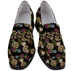 Cracked Doll Pattern Black Women s Chunky Heel Loafers