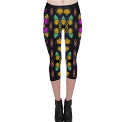 Roses As Lotus Flowers Decorative Capri Leggings  by pepitasart