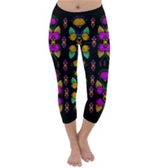 Roses As Lotus Flowers Decorative Capri Winter Leggings  by pepitasart