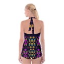 Roses As Lotus Flowers Decorative Boyleg Halter Swimsuit  View2