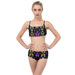 Roses As Lotus Flowers Decorative Layered Top Bikini Set