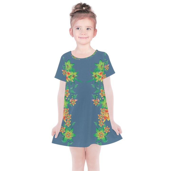 Many Garlands - Floral Design Kids  Simple Cotton Dress