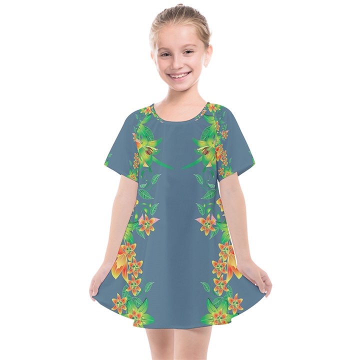 Many Garlands - Floral Design Kids  Smock Dress