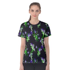 Onyx W/lavender Floral Print Women s Cotton Tee