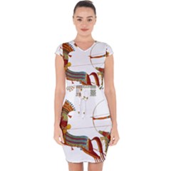 Egypt Egyptian Pharaonic Horses Capsleeve Drawstring Dress  by Sapixe