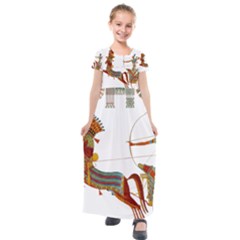 Egypt Egyptian Pharaonic Horses Kids  Short Sleeve Maxi Dress by Sapixe