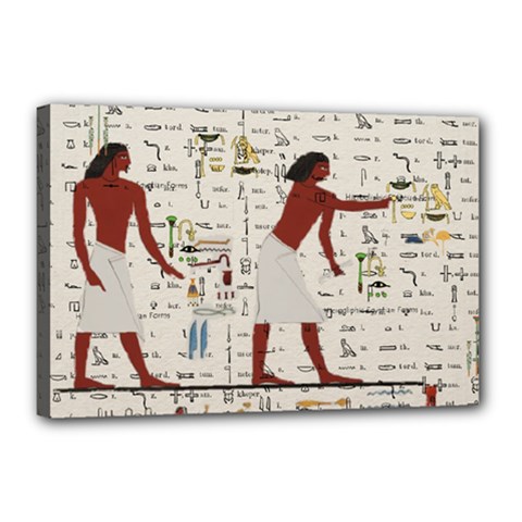 Egyptian Design Men Worker Slaves Canvas 18  X 12  (stretched) by Sapixe