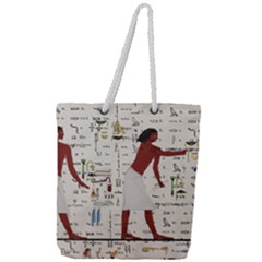 Egyptian Design Men Worker Slaves Full Print Rope Handle Tote (large) by Sapixe