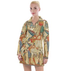 Egyptian Man Sun God Ra Amun Women s Long Sleeve Casual Dress by Sapixe