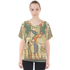 Egyptian Man Sun God Ra Amun V-neck Dolman Drape Top by Sapixe