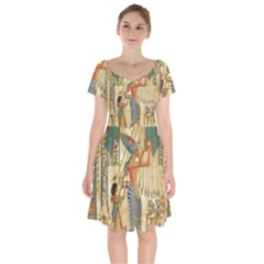 Egyptian Man Sun God Ra Amun Short Sleeve Bardot Dress by Sapixe