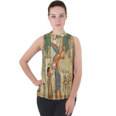 Egyptian Man Sun God Ra Amun Mock Neck Chiffon Sleeveless Top