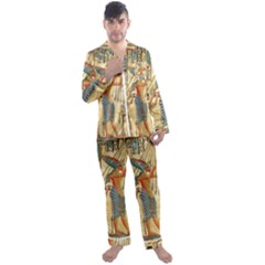 Egyptian Man Sun God Ra Amun Men s Satin Pajamas Long Pants Set by Sapixe