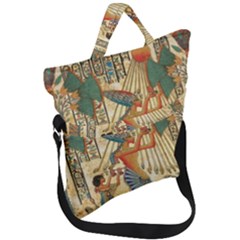 Egyptian Man Sun God Ra Amun Fold Over Handle Tote Bag by Sapixe