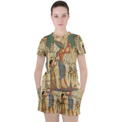 Egyptian Man Sun God Ra Amun Women s Tee And Shorts Set