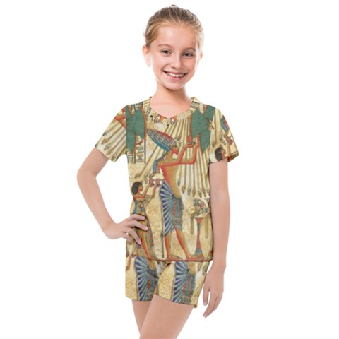 Egyptian Man Sun God Ra Amun Kids  Mesh Tee And Shorts Set by Sapixe