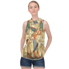 Egyptian Man Sun God Ra Amun High Neck Satin Top by Sapixe