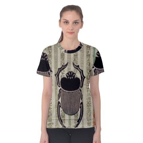 Egyptian Design Beetle Women s Cotton Tee by Sapixe