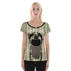 Egyptian Design Beetle Cap Sleeve Top by Sapixe