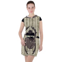 Egyptian Design Beetle Drawstring Hooded Dress by Sapixe