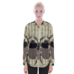 Egyptian Design Beetle Womens Long Sleeve Shirt