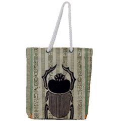 Egyptian Design Beetle Full Print Rope Handle Tote (large) by Sapixe