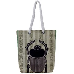 Egyptian Design Beetle Full Print Rope Handle Tote (small) by Sapixe