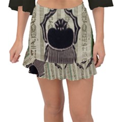 Egyptian Design Beetle Fishtail Mini Chiffon Skirt by Sapixe