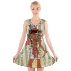 Egyptian Design Man Royal V-neck Sleeveless Dress by Sapixe