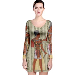 Egyptian Design Man Royal Long Sleeve Velvet Bodycon Dress by Sapixe