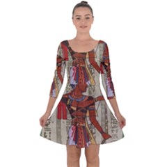 Egyptian Design Man Royal Quarter Sleeve Skater Dress by Sapixe