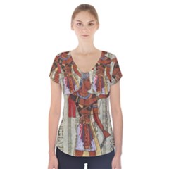 Egyptian Design Man Royal Short Sleeve Front Detail Top by Sapixe