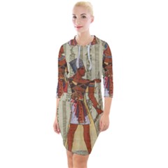 Egyptian Design Man Royal Quarter Sleeve Hood Bodycon Dress by Sapixe